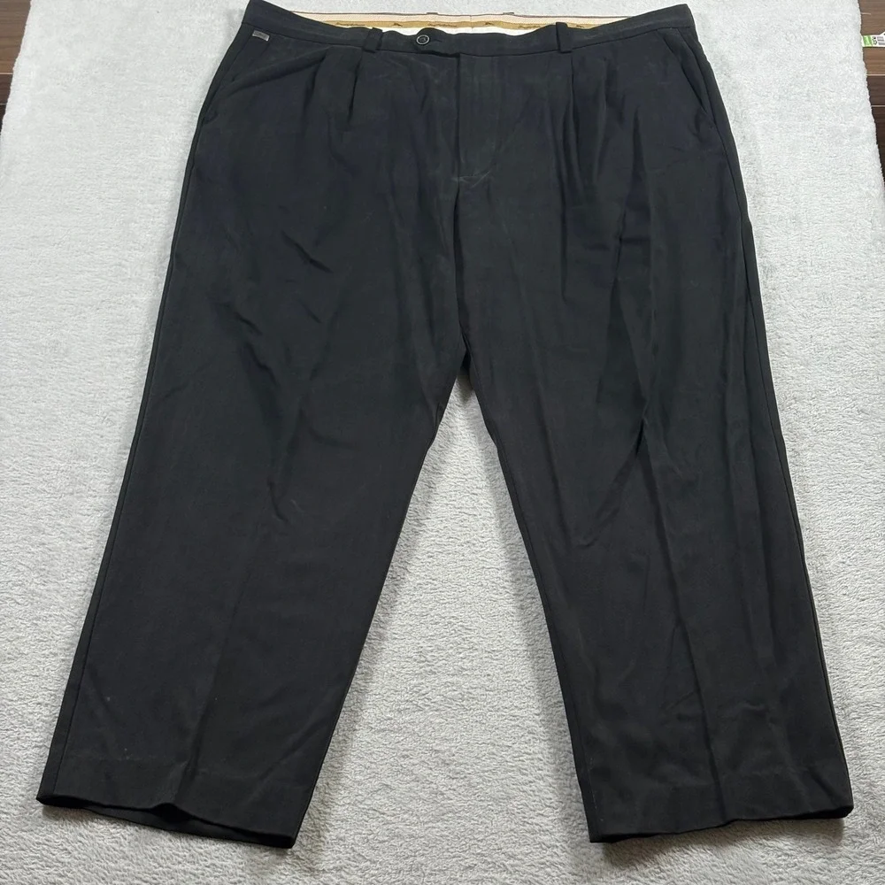 Tommy Bahama Pleated Pants Mens Black Silk Cotton Herringbone 42x34